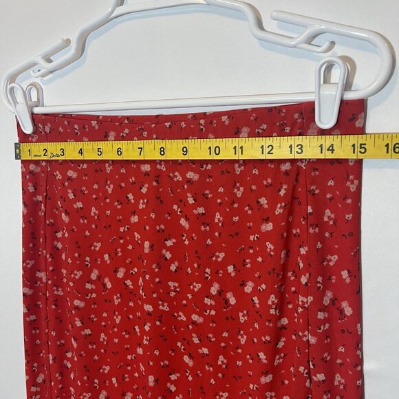 Free People Rosalía Midi Skirt Medium Size Red Stretch Elastic Waist Christmas - Picture 5 of 9
